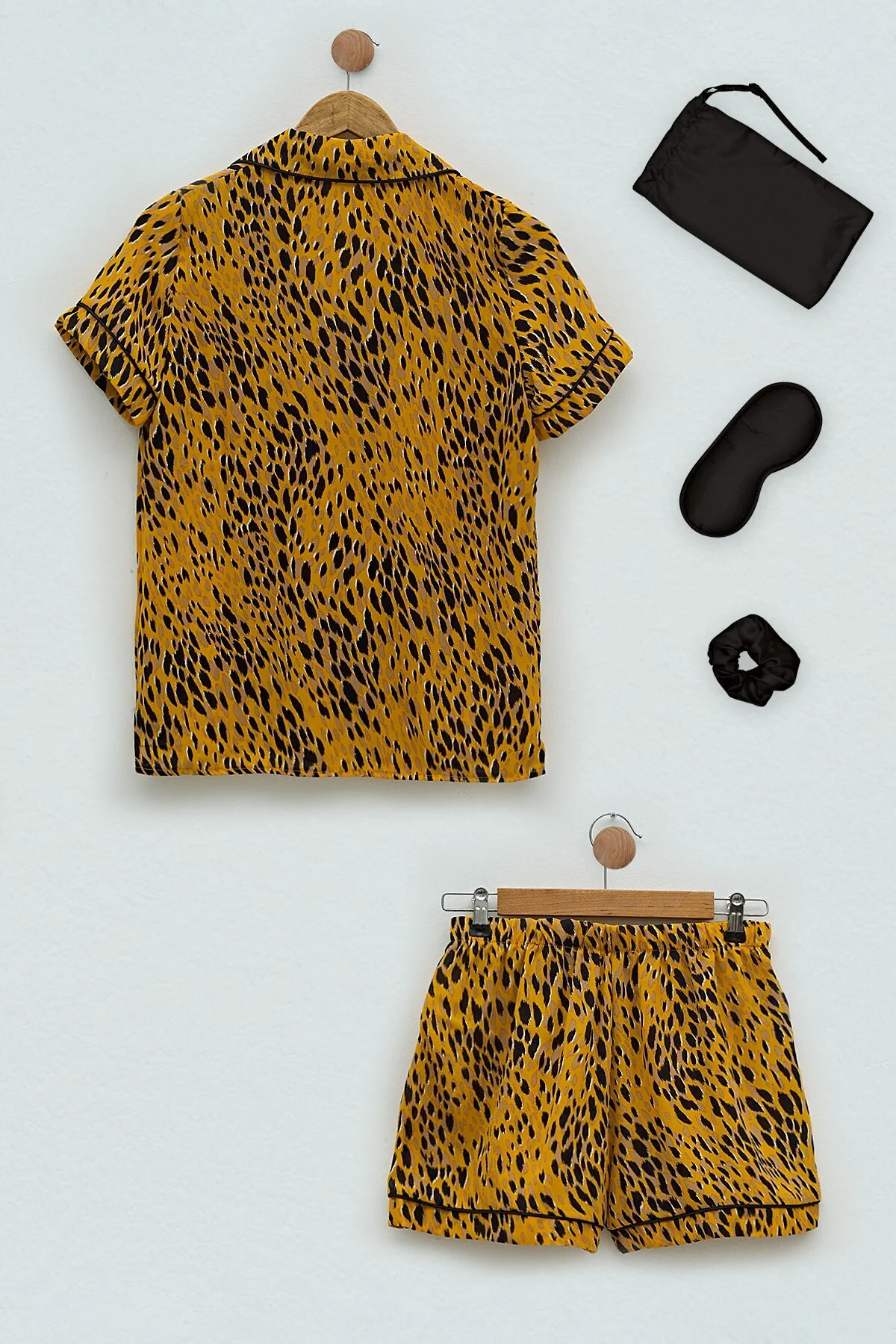 5'li Leopar Hardal Pijama Şort Takım 5'li Leopar Hardal Pijama Şort Takım
