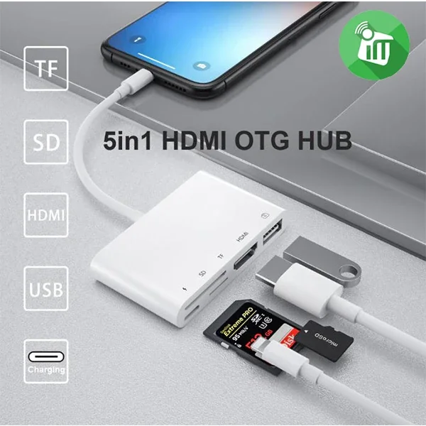 5'li Lightning HDMI Adaptör & USB Hub - 1080P Yansıtma