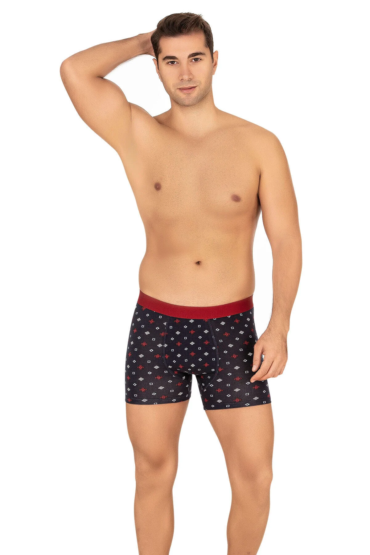 5'li Paket Erkek Pamuklu Karışık Desenli Likralı Penye Boxer