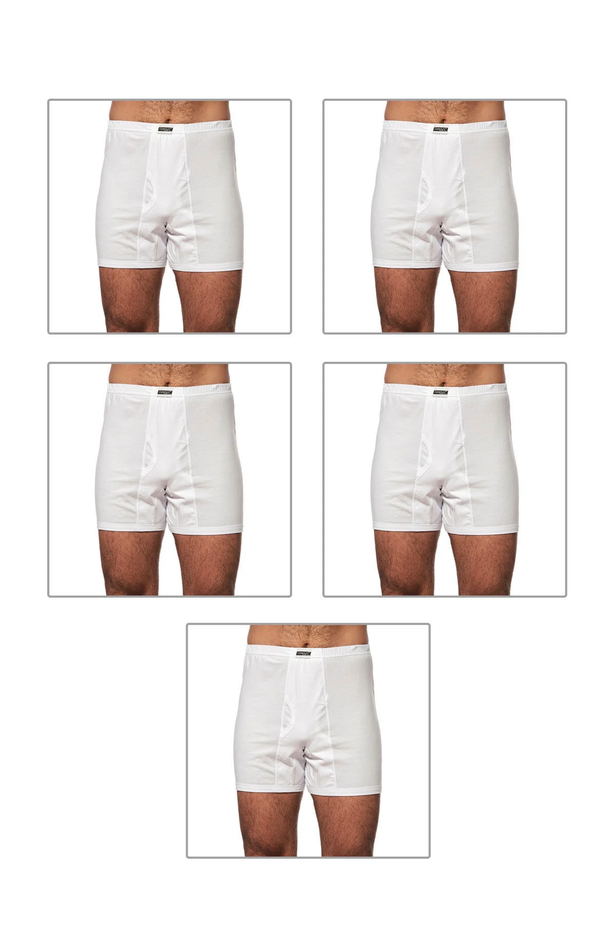 5'li Paket Erkek Pamuklu Penye Kumaş Paçalı Don Boxer Şort Külot Büyük Bedenli