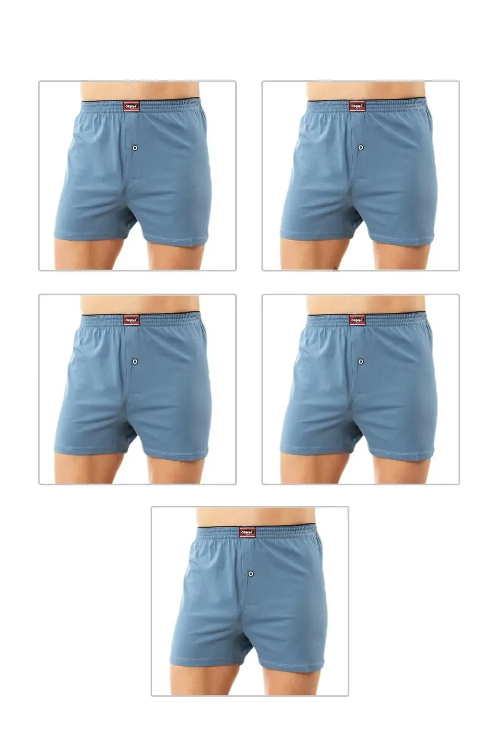 5'li Paket Erkek Şardonlu Pamuklu Düğmeli Penye Boxer