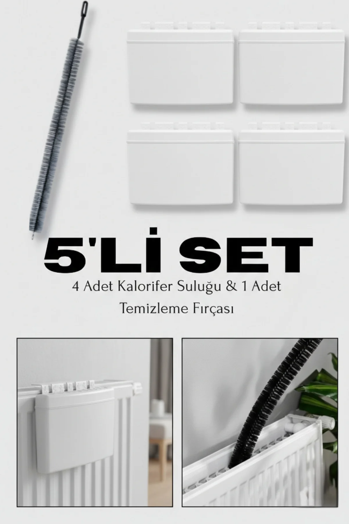 5'li Set, 4 Adet Kalorifer Petek Suluğu 1 Petek Temizleme Fırçası