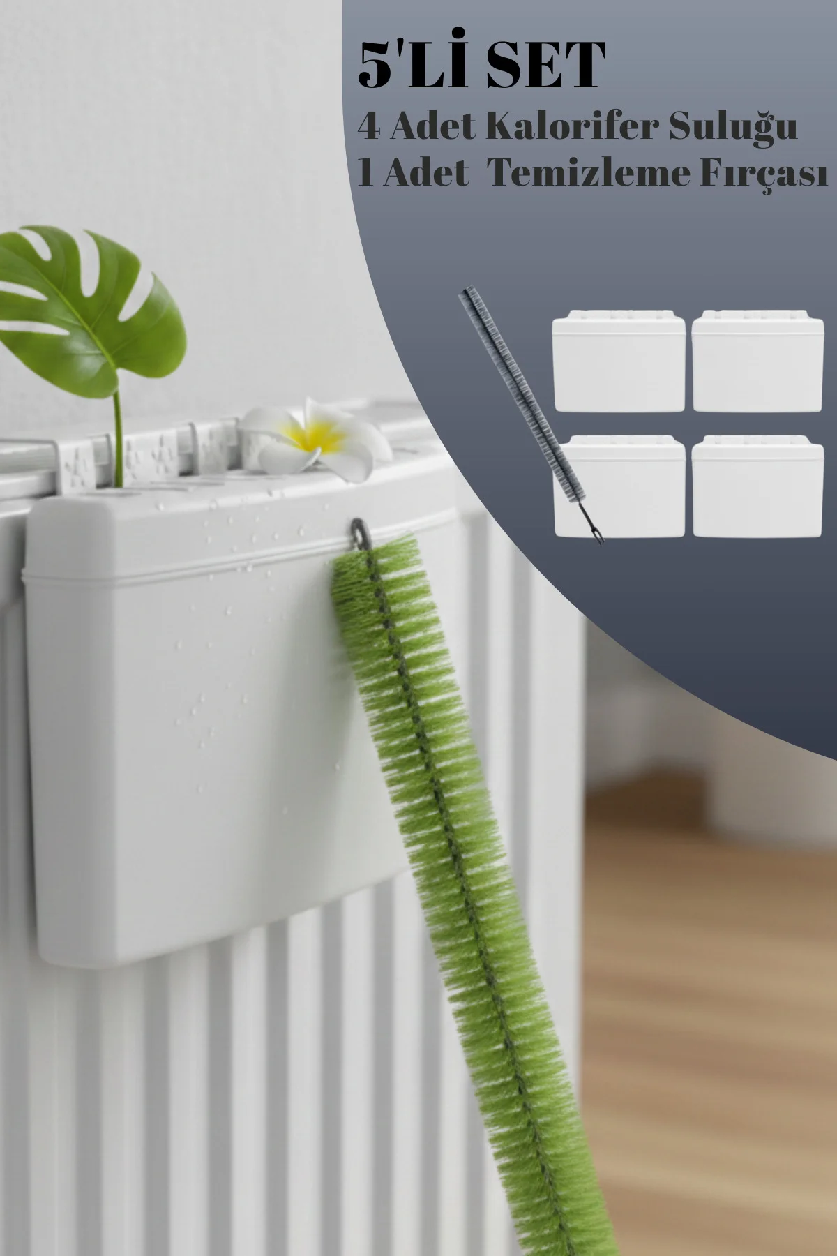 5'li Set- 4 Adet Oda Nemlendirici Kalorifer Petek Suluğu,1 Petek 