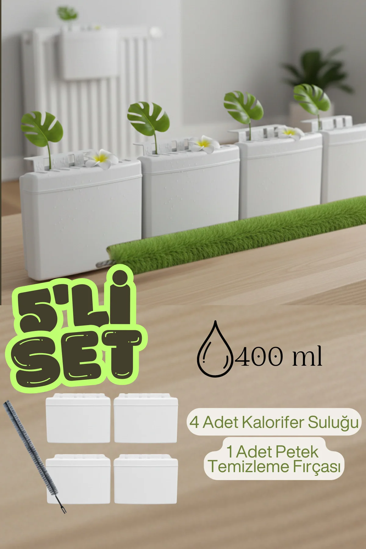 5'li Set- 4 Adet Oda Nemlendirici Kalorifer Petek Suluğu,1 Petek 