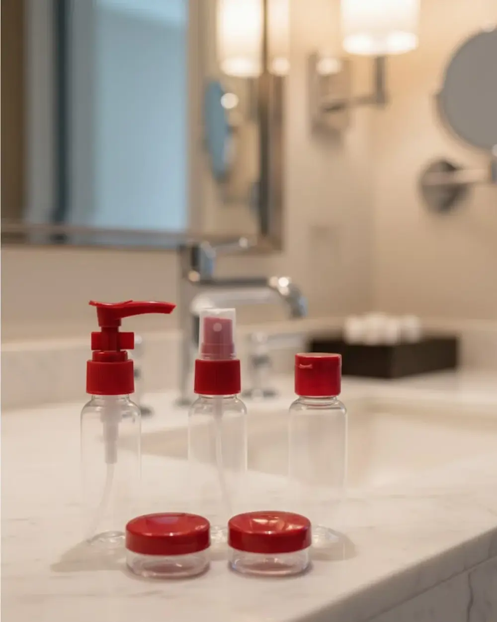 5’li Seyahat Boy Kozmetik Şişe Seti 30 ml Çantalı Organizer