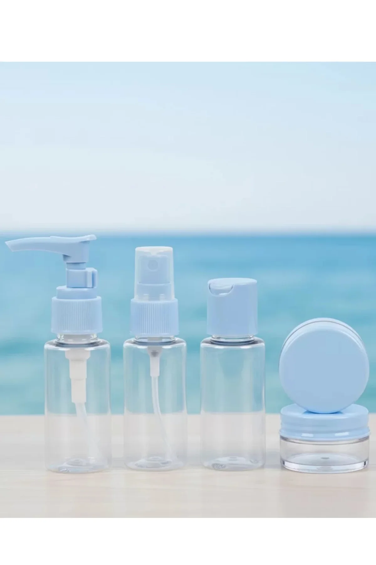 5’li Seyahat Dolum Şişe Seti 30 Ml Şeffaf Taşıma Çantalı