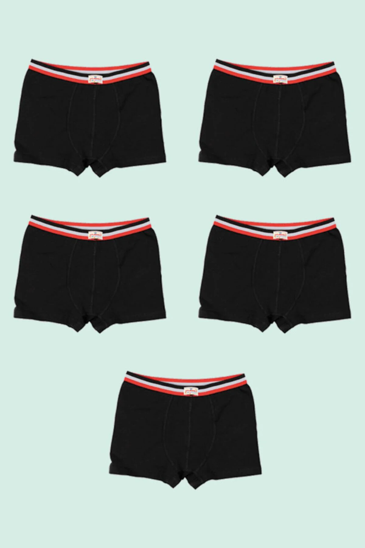 5'li Siyah Likralı Erkek Çoçuk Boxer