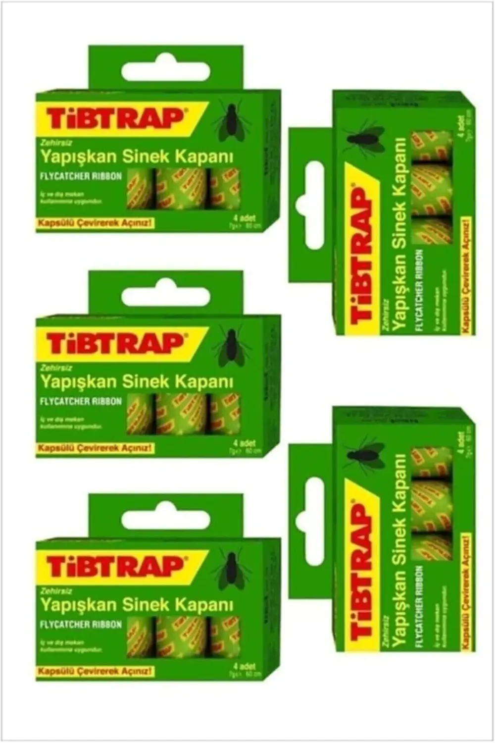 5'Li Tibtrap Yapışkan Sinek Bandı Karasinek Haşere Tuzağı Zehirsi