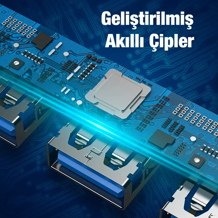 5'li Type-C & USB 3.0 Hub Adaptör - 3xUSB 3.0 SD TF Okuyucu