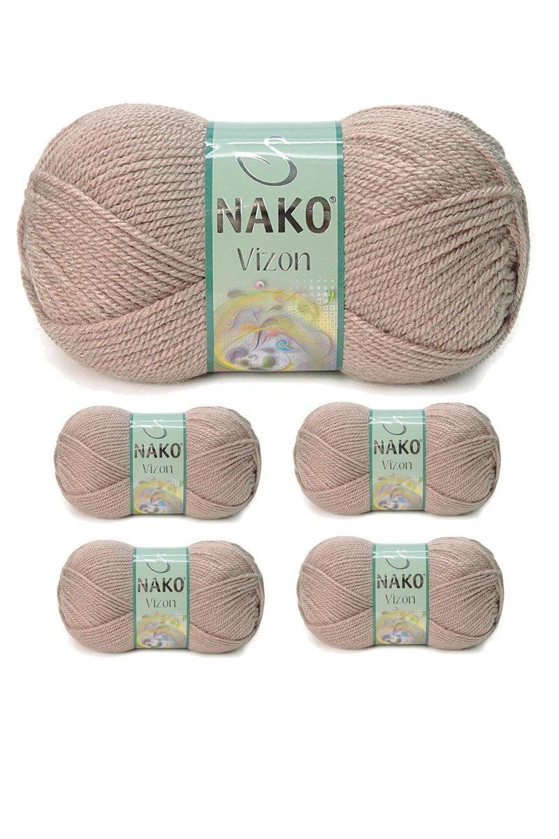 5'li Vizon Premium Akrilik El Örgü İpi - Renk 257 Sütlü Kahve, 100g, 195mt Fiyatı, Yorumları ve Özellikleri