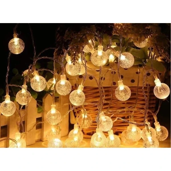 5m 28 Led Kristal Top Gün Işığı Şeffaf Kablo Fişli Eklemeli