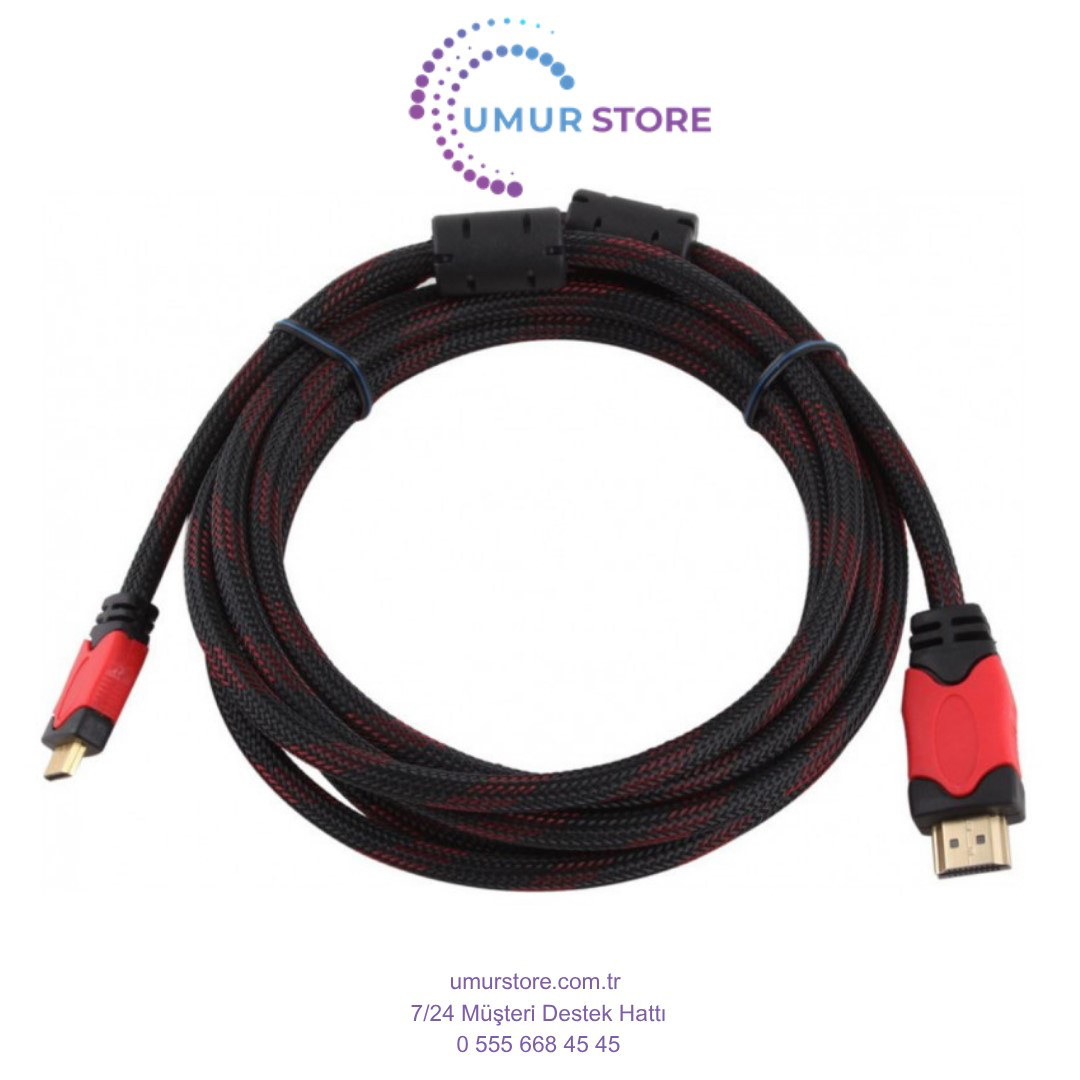 Herz 5M Metre 1080P Hasir Örgülü Hdmi Kablo