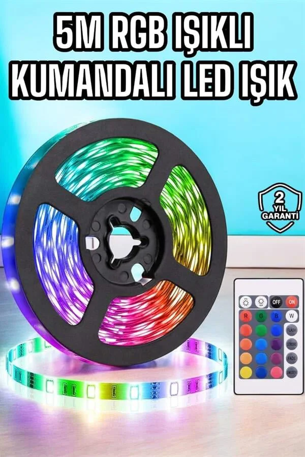 5M RGB Işıklı Her Ortama Uygun Led Işık - Kumandalı Şerit LED ve Aydınlatma
