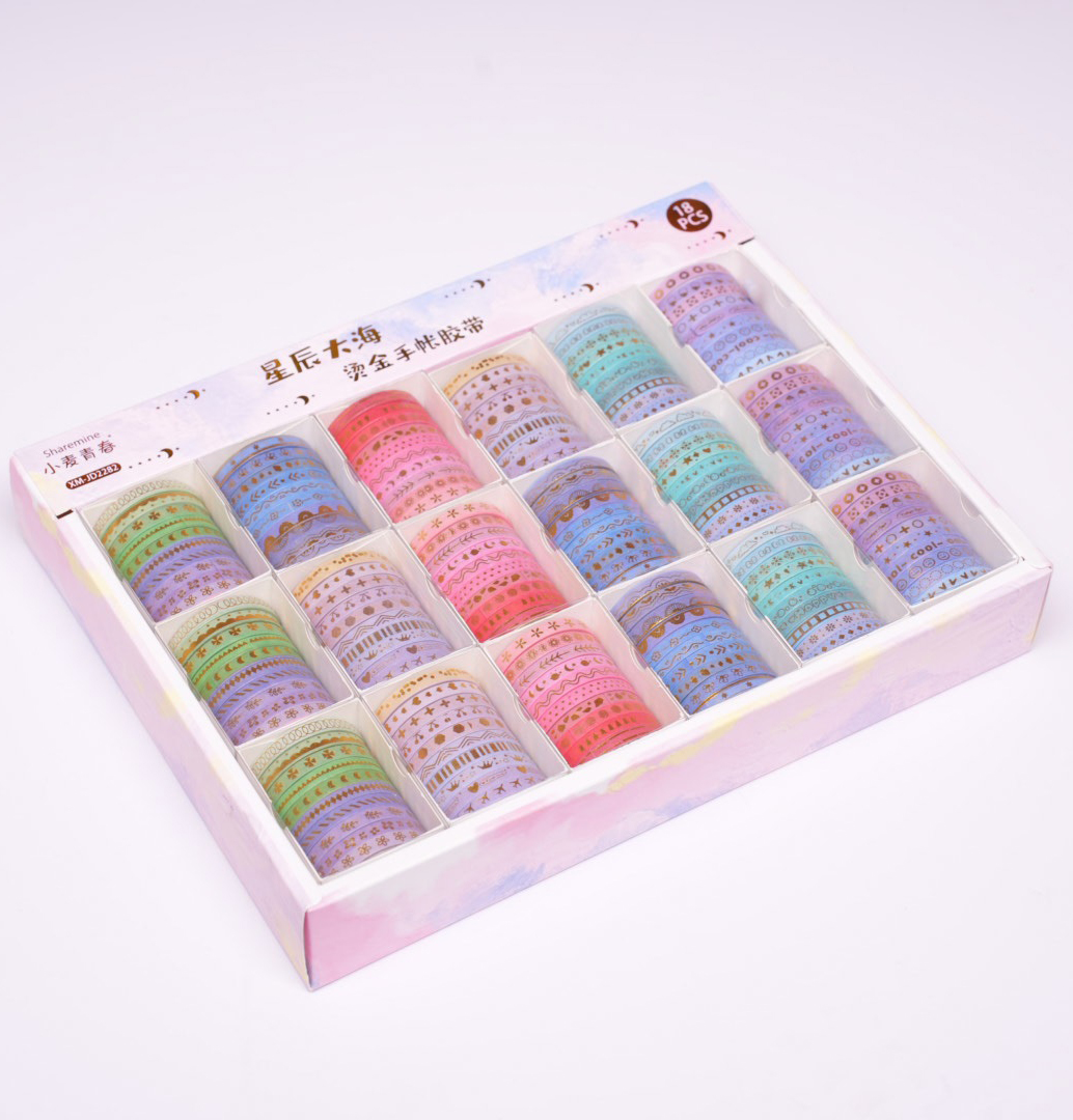 5mm Altın folyo baskılı İnce Yapışkanlı dekoratif maskeleme Kağıd