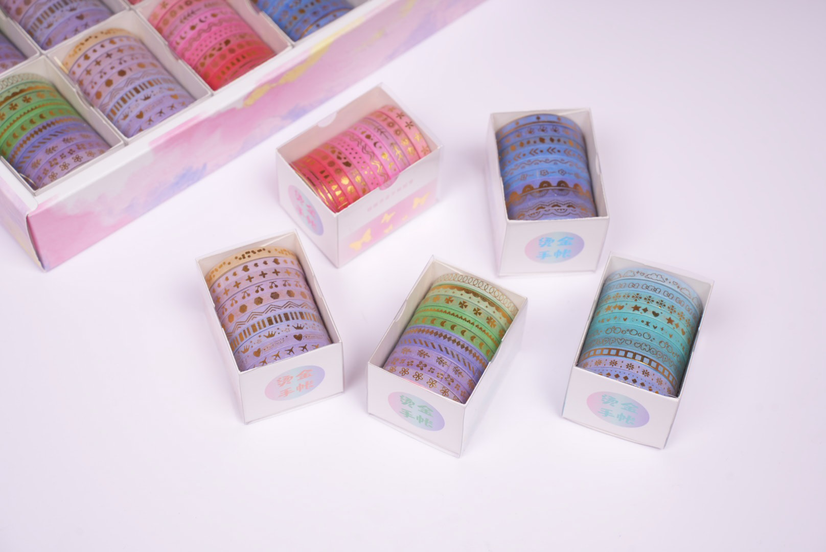 5mm Altın folyo baskılı İnce Yapışkanlı dekoratif maskeleme Kağıd