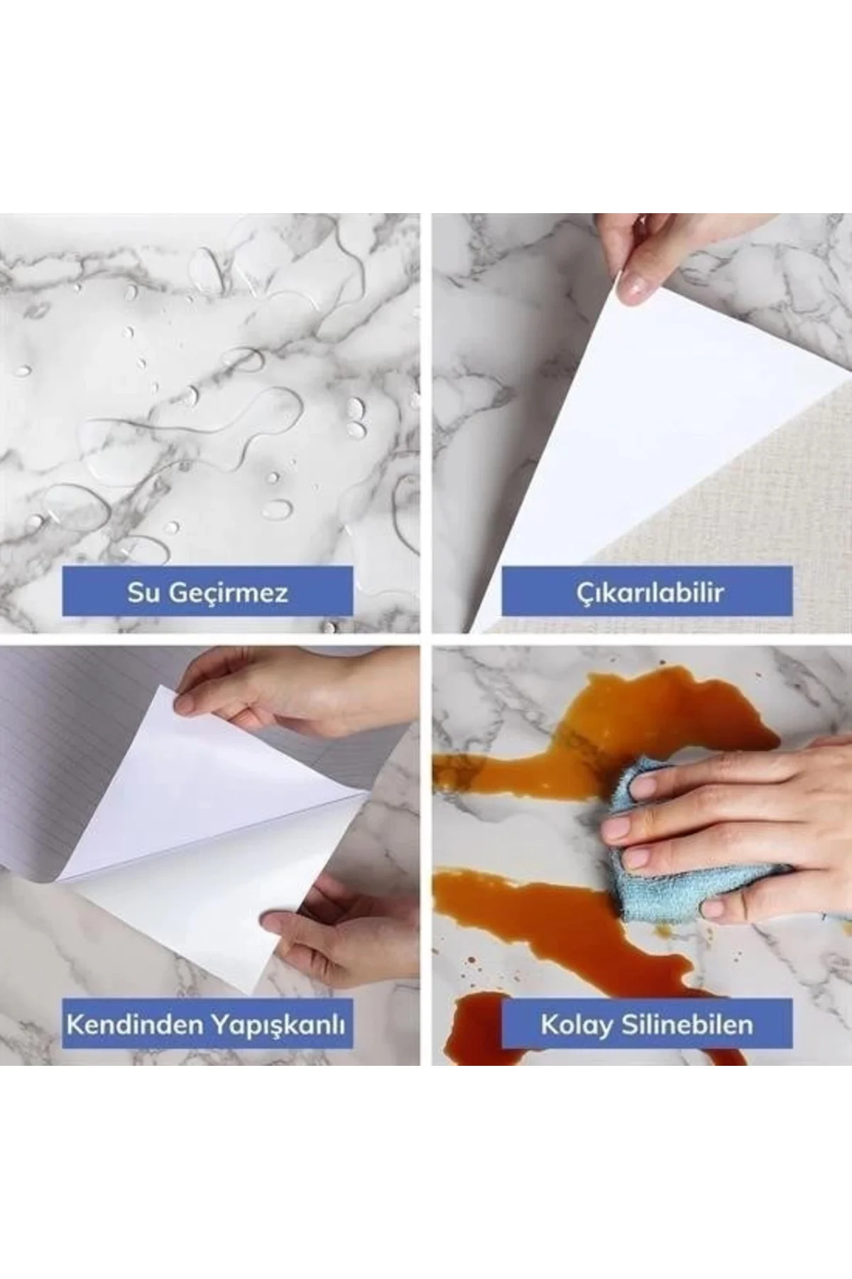 5mt X 60 Cm Mermer Desenli Masa Tezgah Mutfak Su Geçirmez Yapışka