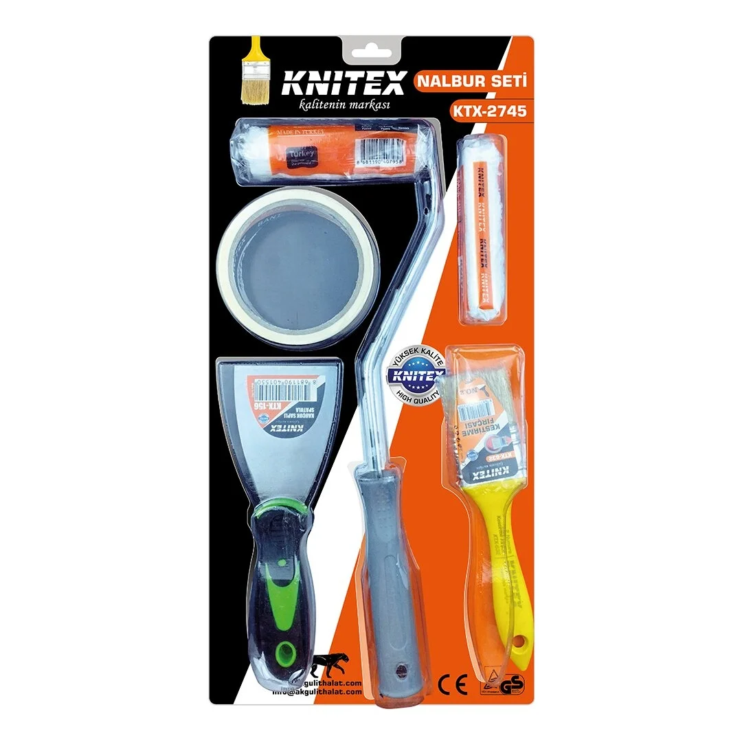 5pcs  Boyacı - Nalbur Set  Spatula - Kestirme Fırça - Yedek Rulo - Bant - 10cm Fırça Bx40 Fiyatı, Yorumları ve Özellikleri