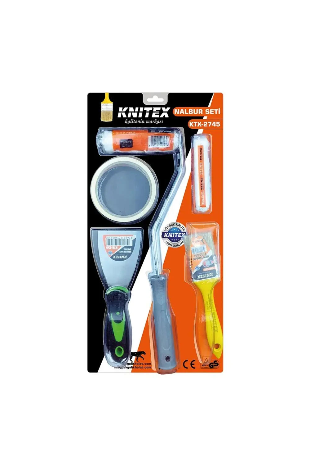 5PCS BOYACI - NALBUR SET SPATULA - KESTİRME FIRÇA - YEDEK RULO -