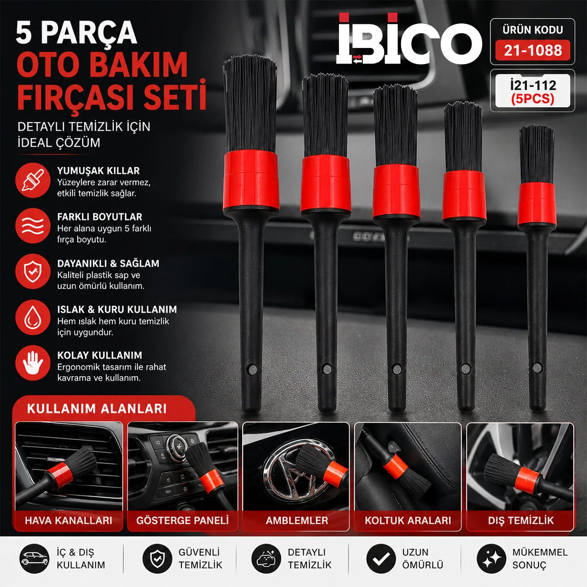 5PCS Oto Bakım Fırçası 5PCS Oto Bakım Fırçası