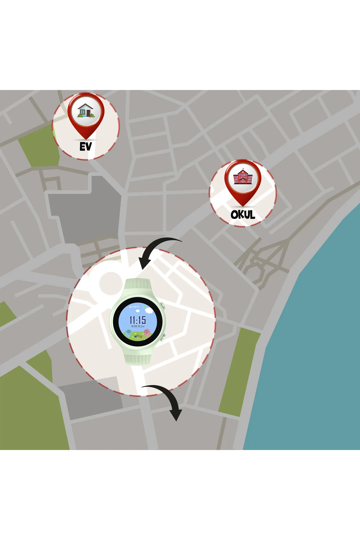 5S Akıllı Çocuk Saati - Görüntülü Arama, Gps, Sos, Sağlık Takibi, Güvenli Alan Yeşil