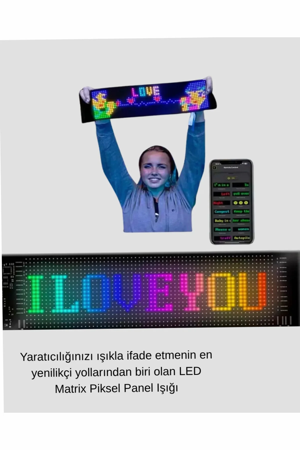 5V Usb Akıllı Piksel Led Panel – Mobil Uygulama Kontrollü, Renkli Işık Efektli