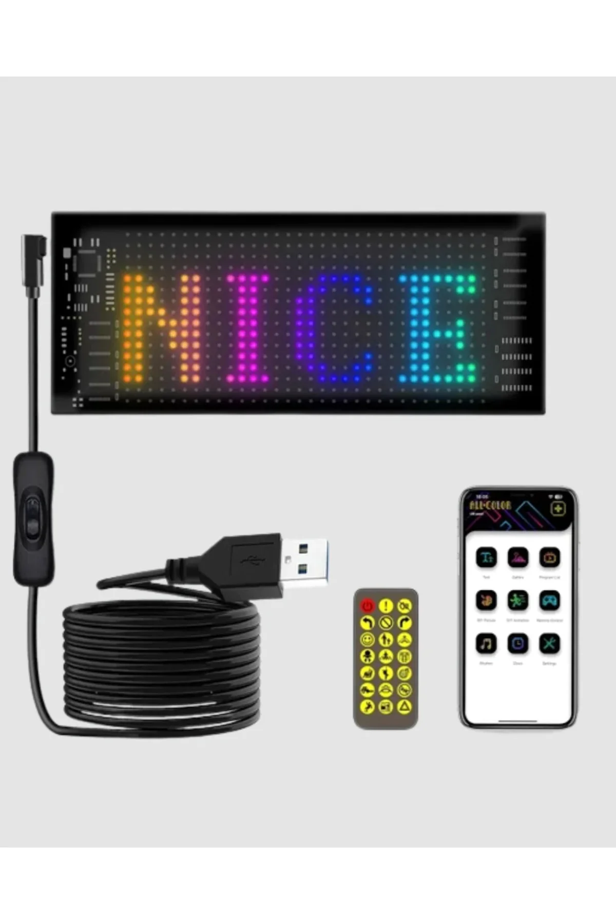 5V Usb Akıllı Piksel Led Panel – Mobil Uygulama Kontrollü, Renkli Işık Efektli