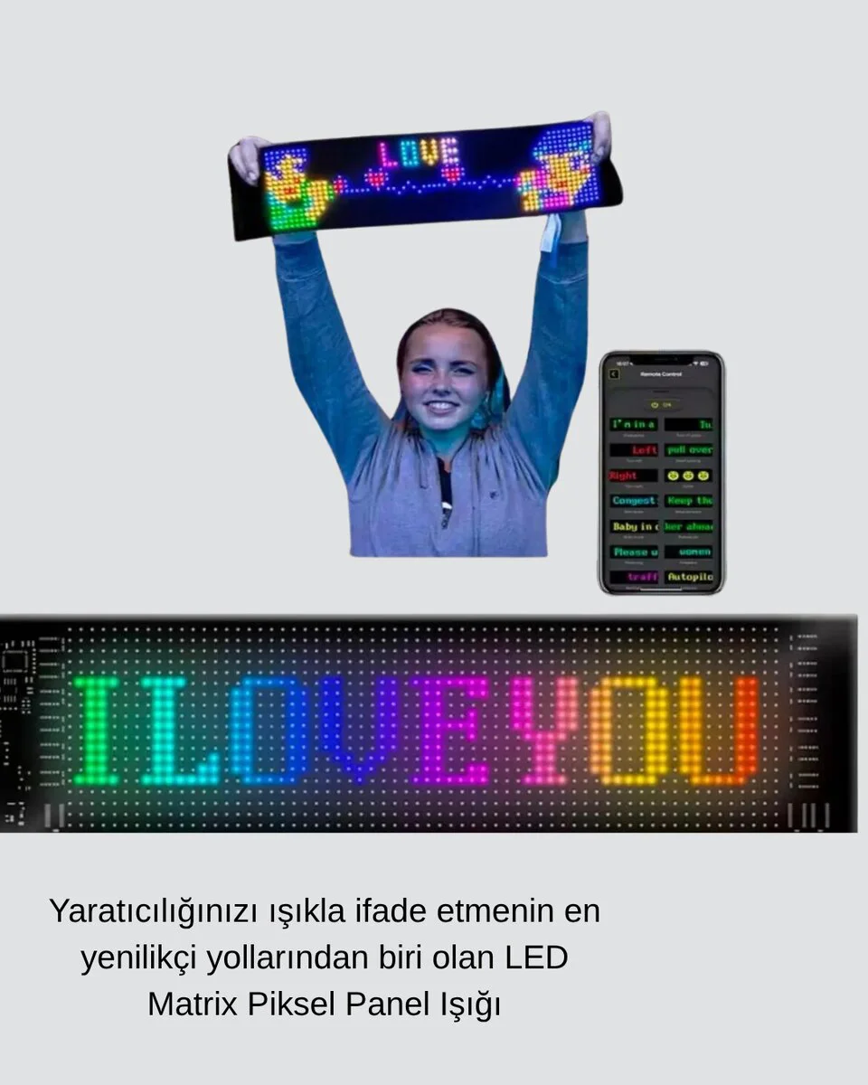 5V USB Akıllı Piksel LED Panel - Mobil Uygulama Kontrollü Renkli Işık Efekti