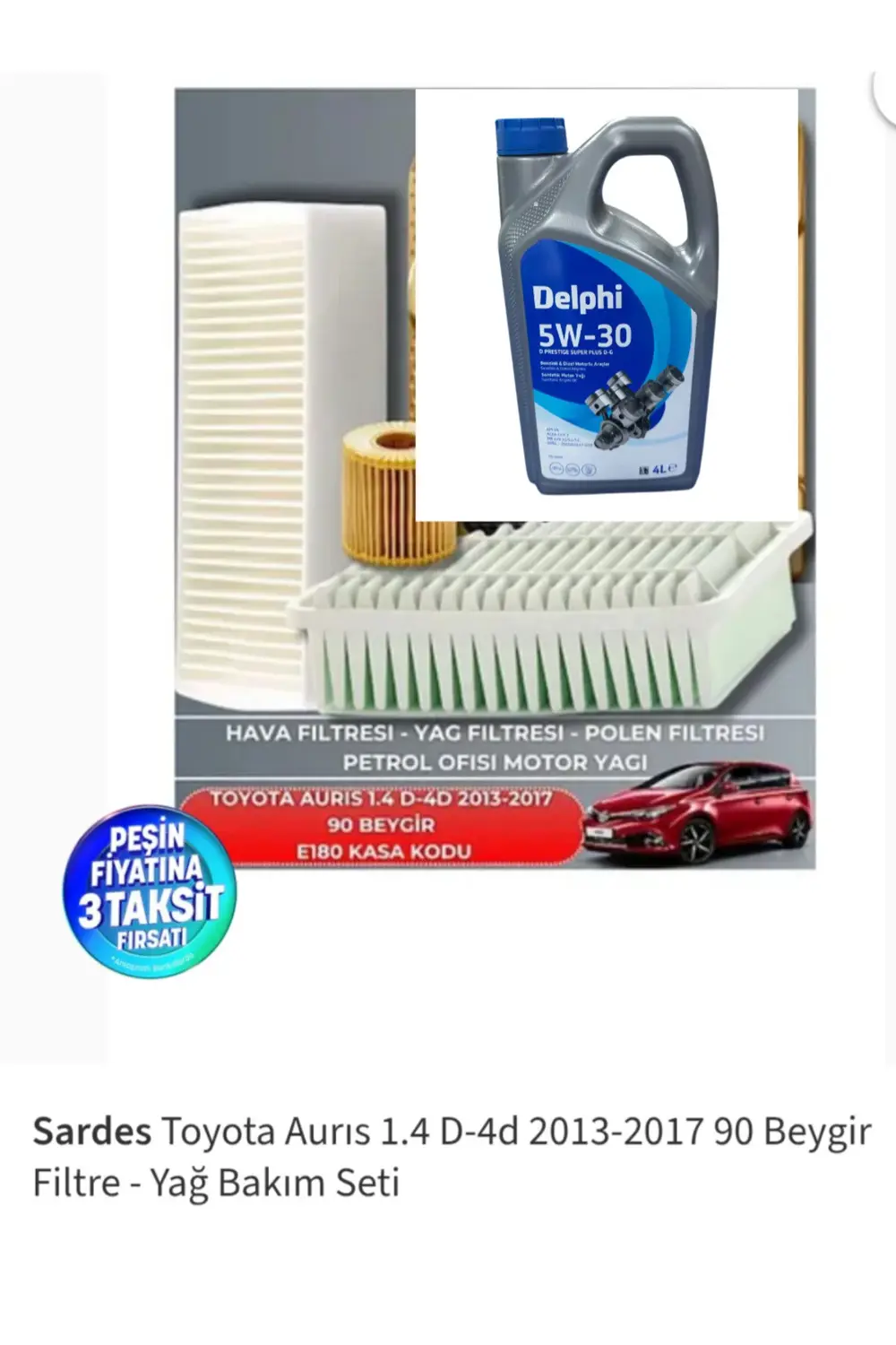 5W-30 4LT +TOYOTA AURİS 1.4 D-4D 2013-2017 90 HP