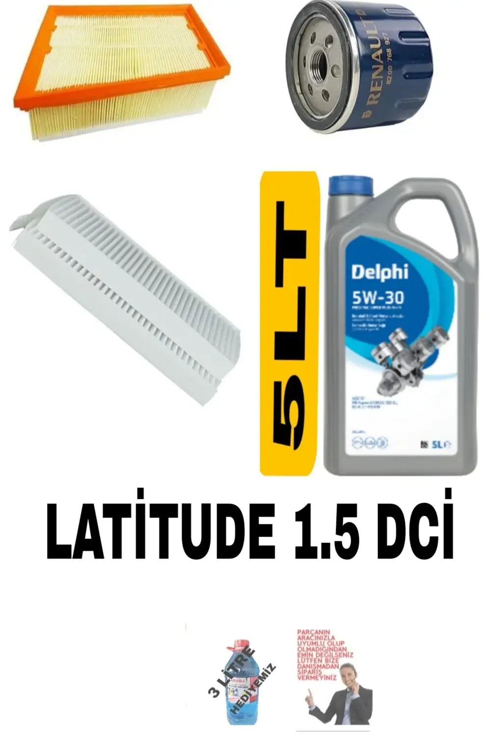 5w-30 5lt 2025 +Renault Latitude 1.5 DCi Filtre Bakım Seti 110 BG