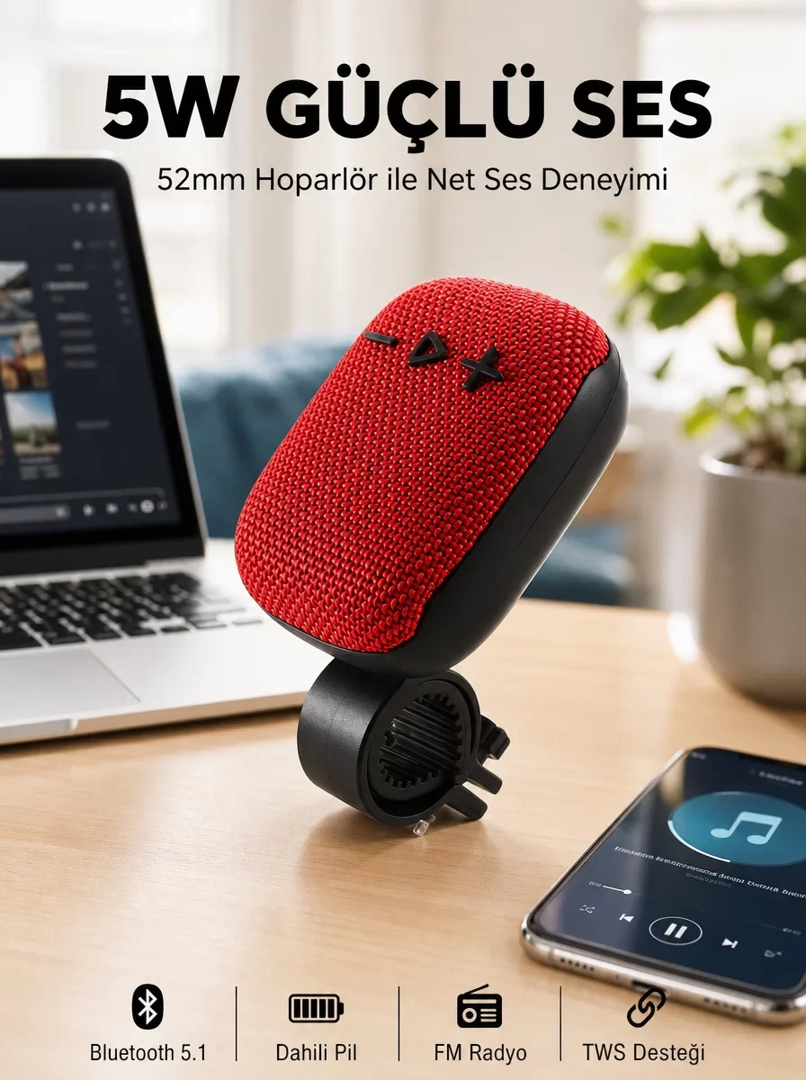 5W Kablosuz Bluetooth Hoparlör ve FM Radyo - TWS Destekli Taşınabilir Ses Deneyimi