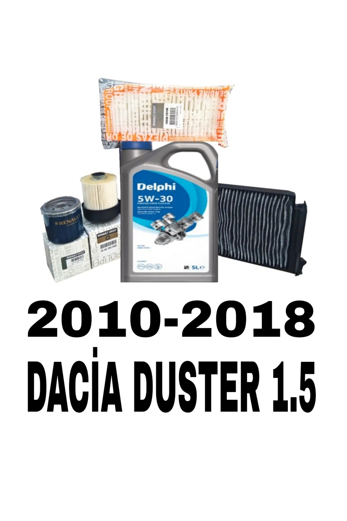 Delphi 5W30 5Lt + Dacia Duster 1.5 Dci Yağ Bakım Filtre Seti (2013-2018)