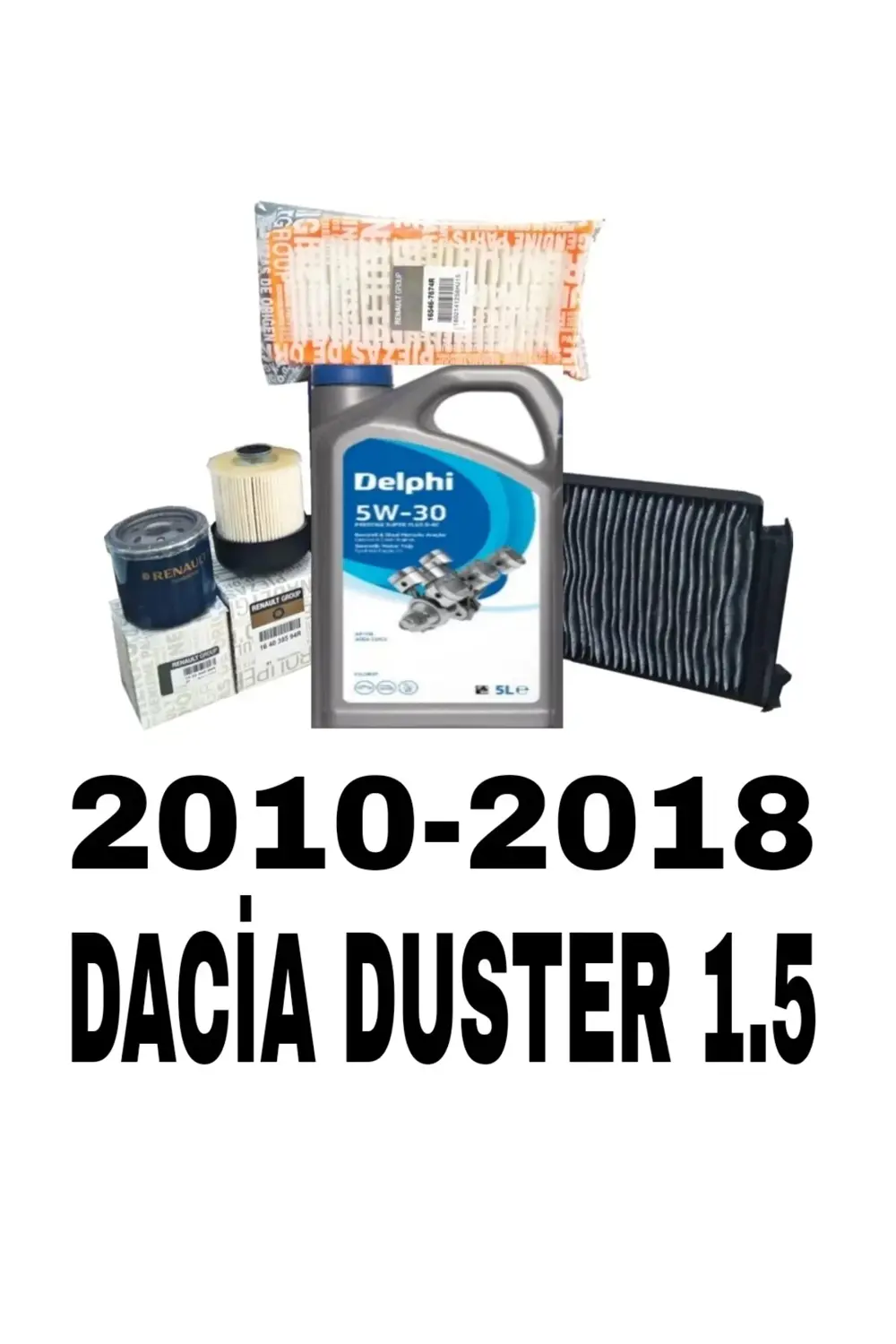 5W30 5LT + Dacia Duster 1.5 Dci Yağ Bakım Filtre Seti (2013-2018)