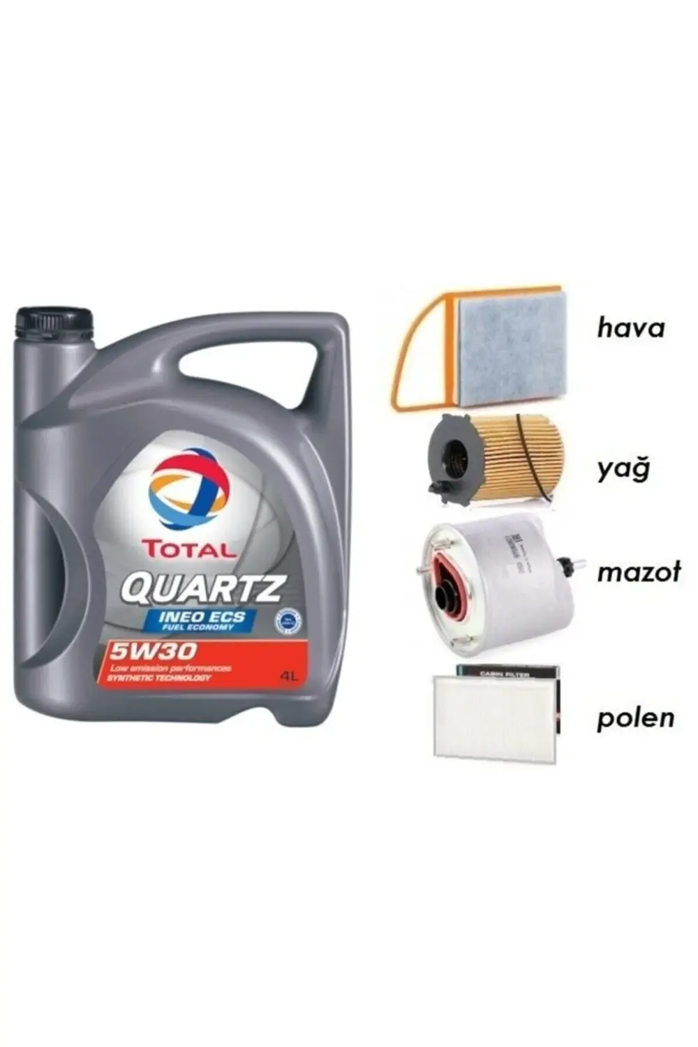 5w30 Partikül Yağ + Filtre Ful Set Peugeot 2008 1.6 Dizel Uyumlu