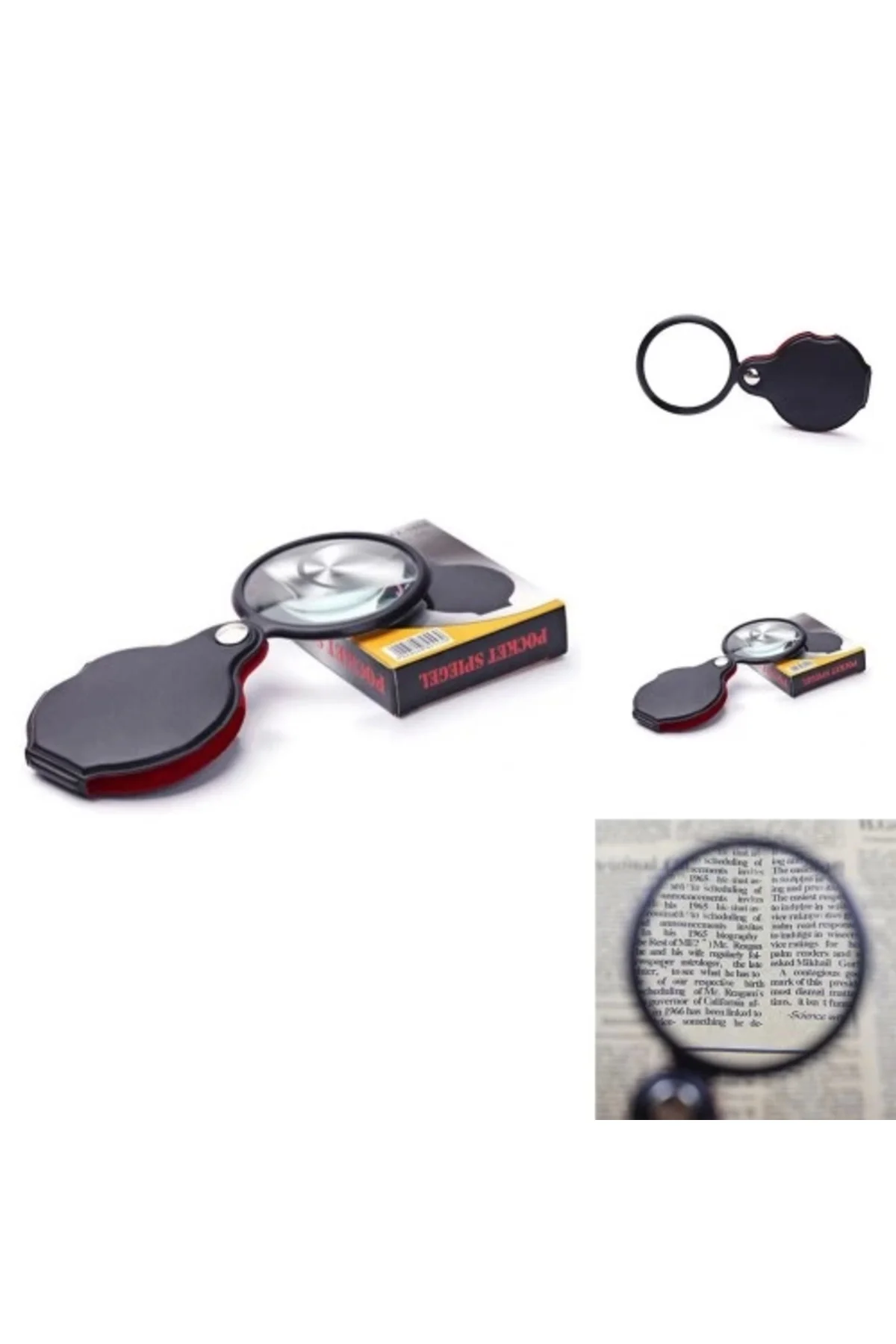 -5x 60mm Cam Optik Lens,katlabilir,deri Kaplamalı Cep Büyüteç-xx1