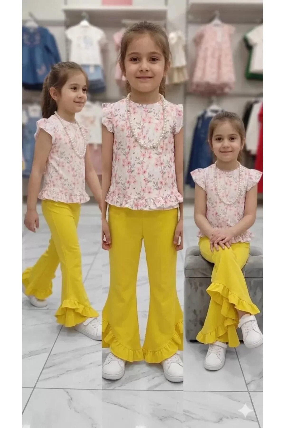 6-7-8 Yaş Kolyeli Full Likra Çocuk Takımı