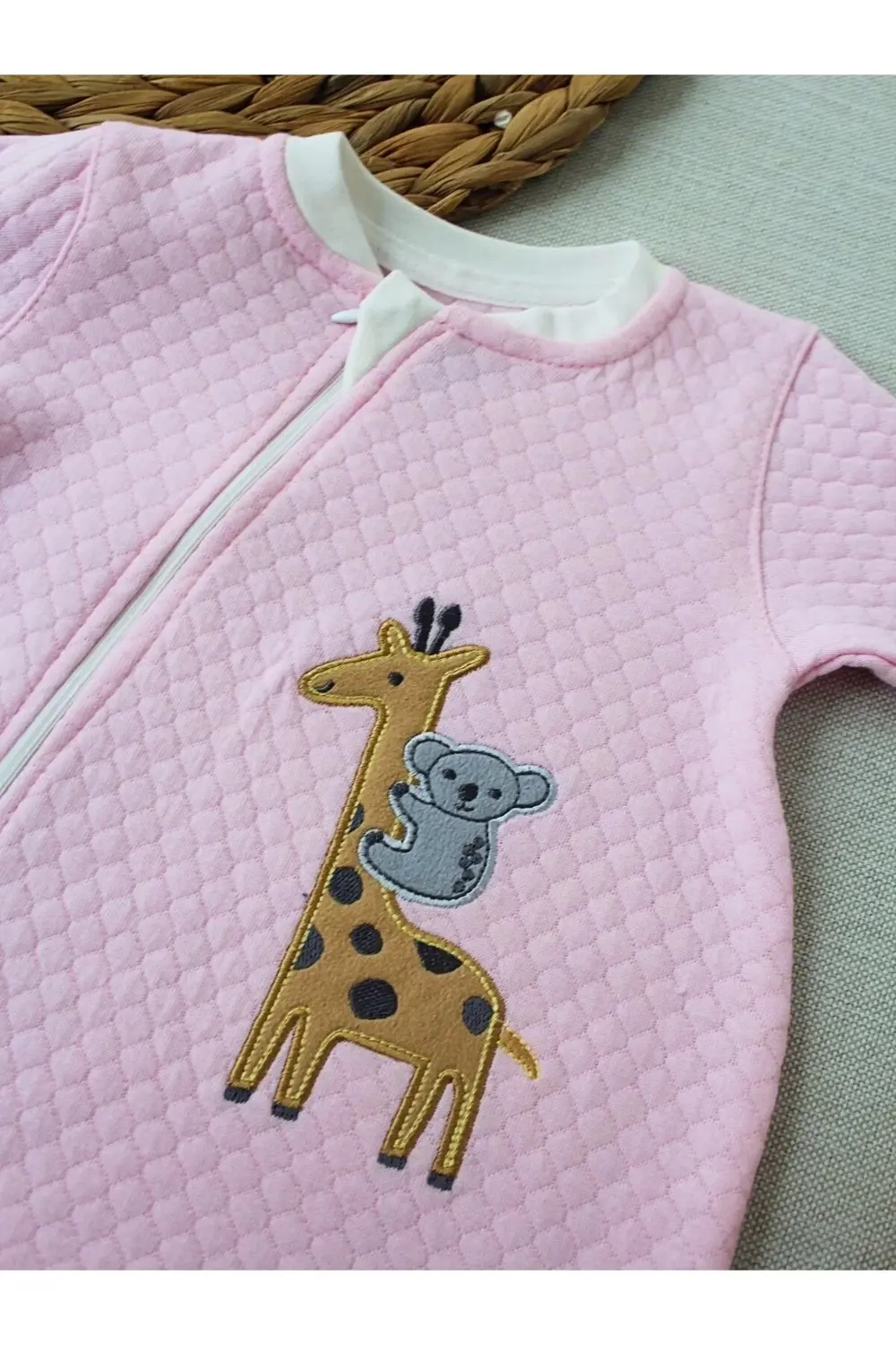 6-9 12-18 18-24 24-36 Ay Animal Nakışlı Bal Peteği Kumaş Es Fermu