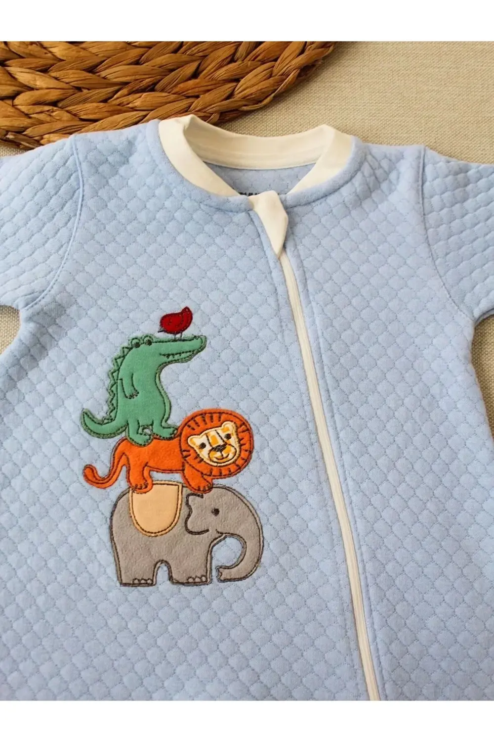 6-9 12-18 18-24 24-36 Ay Animal Nakışlı Bal Peteği Kumaş Es Fermu