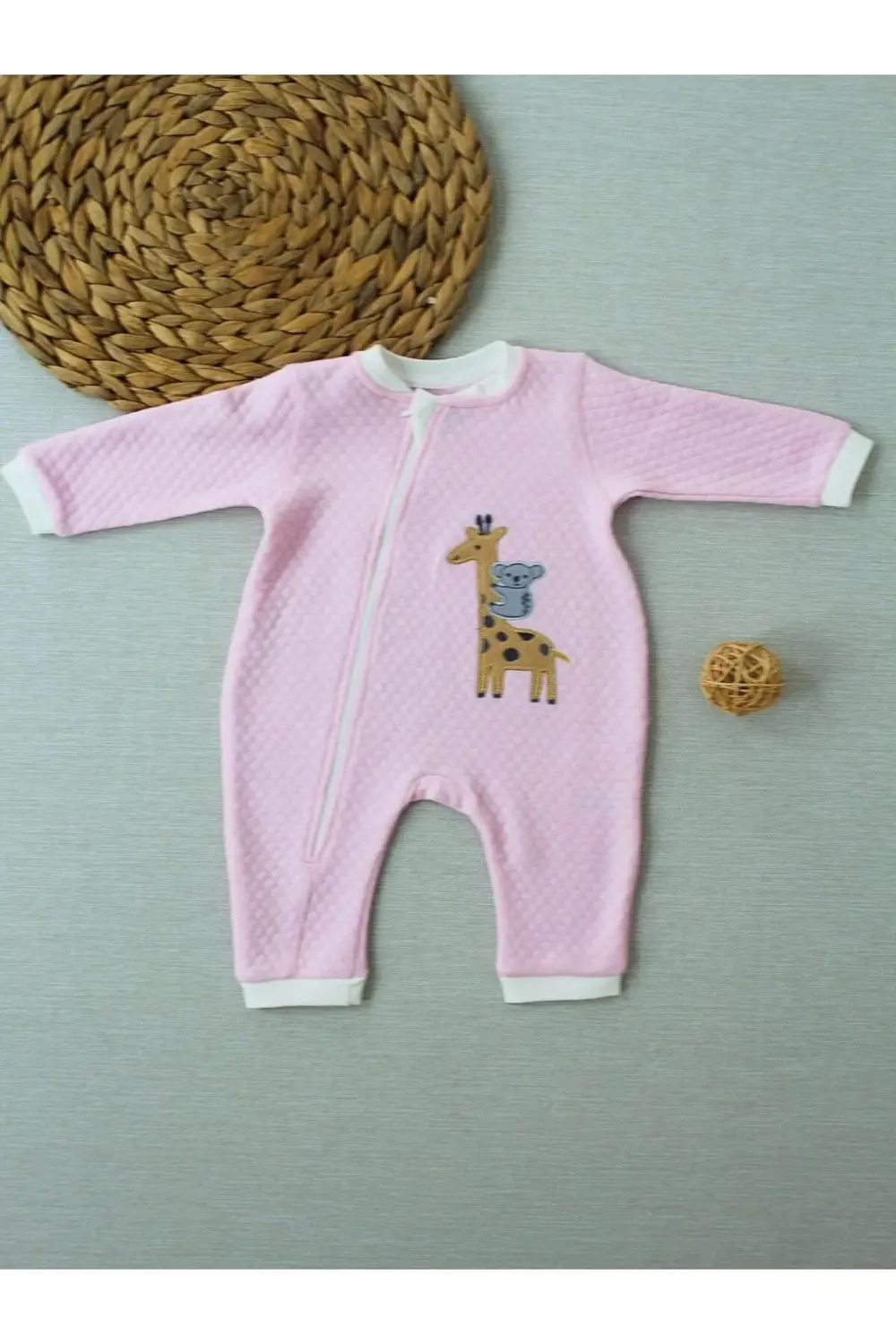 6-9 12-18 18-24 24-36 Ay Animal Nakışlı Bal Peteği Kumaş Es Fermu