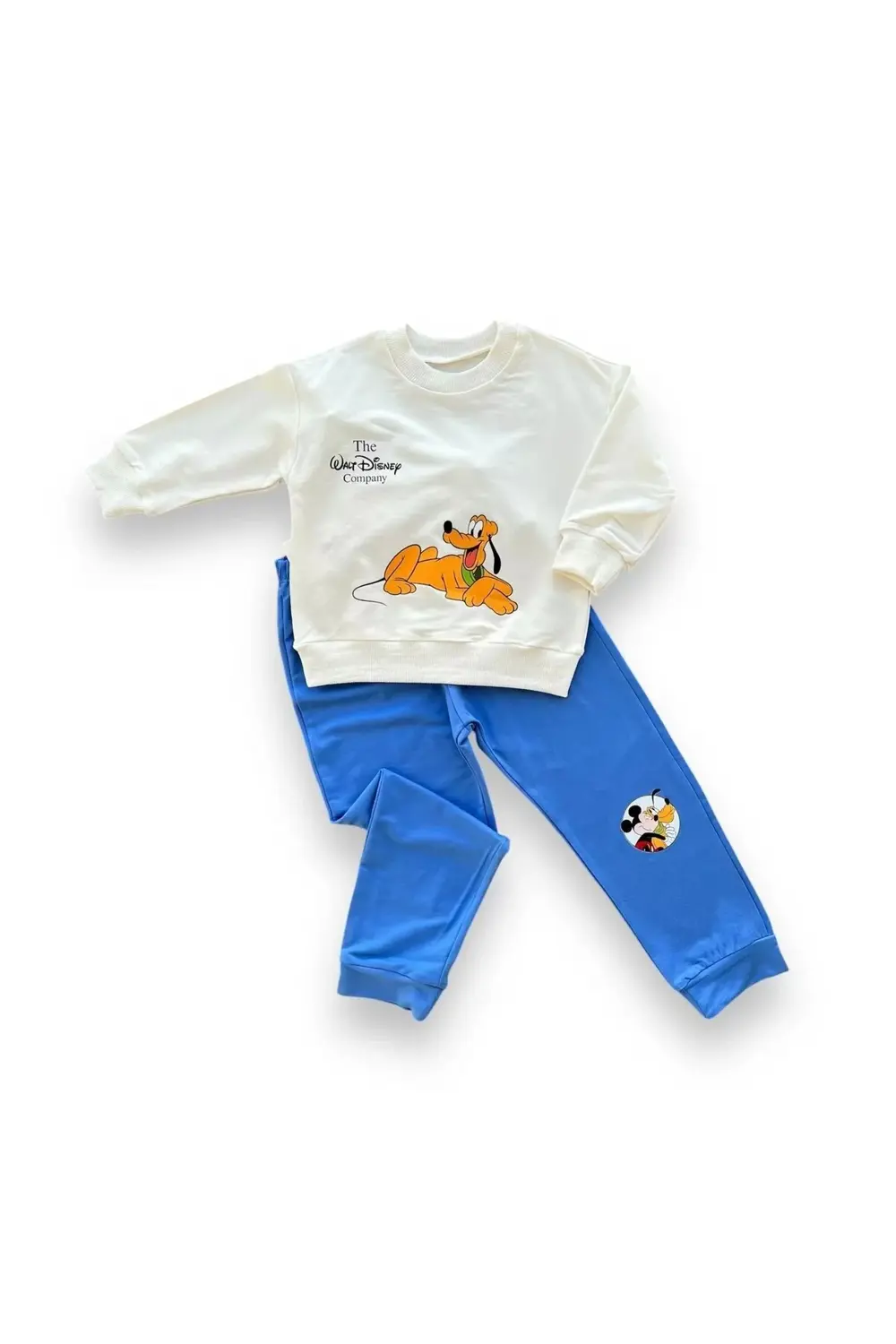 6-9-12-18 Ay Köpek Baskılı Pamuk Penye Kumaş Erkek Bebek Takımı M