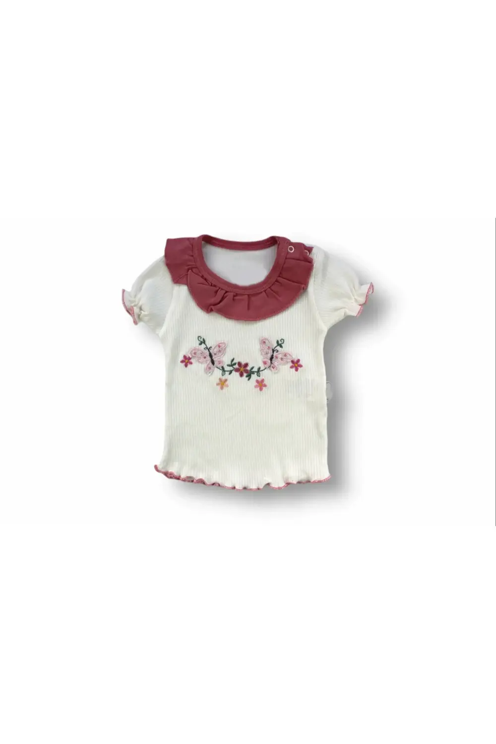 6-9 9-12 12-18 Ay Çiçek Nakışlı Roman Şalvar Bandanalı Kısa Kollu