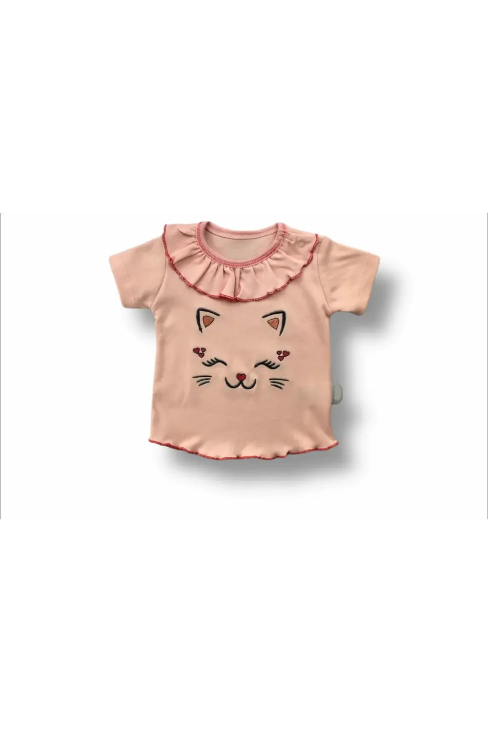 6-9 9-12 12-18 Ay Vip Kedi Baskılı Bandanalı Kısa Kollu Sweat 3lü