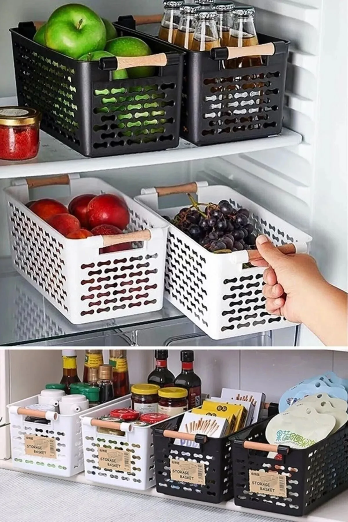 6 Ad Çok Amaçlı Tutacaklı Organizer Sepet - Dolap Içi Ve Buzdolab