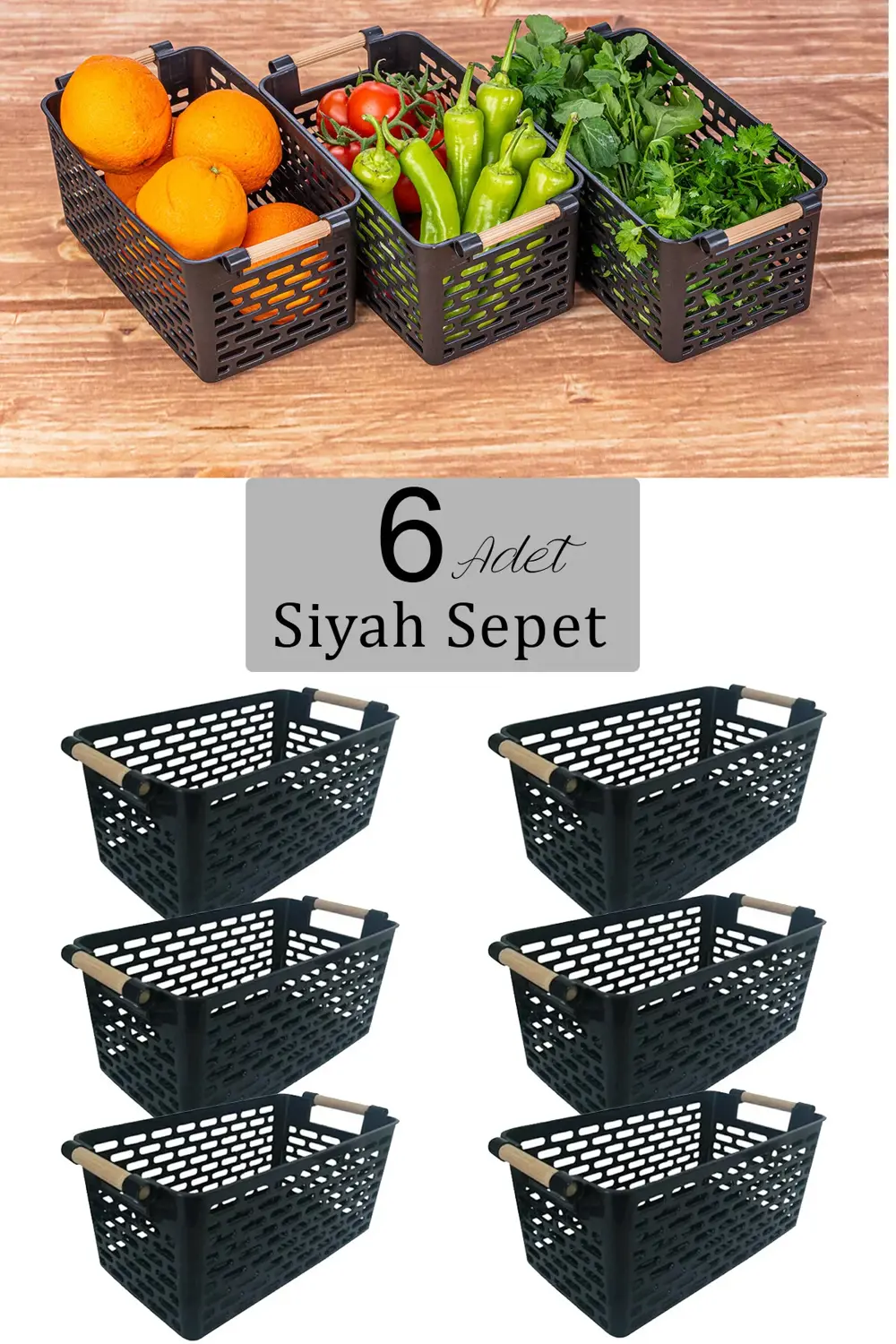 6 Ad Çok Amaçlı Tutacaklı Organizer Sepet - Dolap Içi Ve Buzdolab