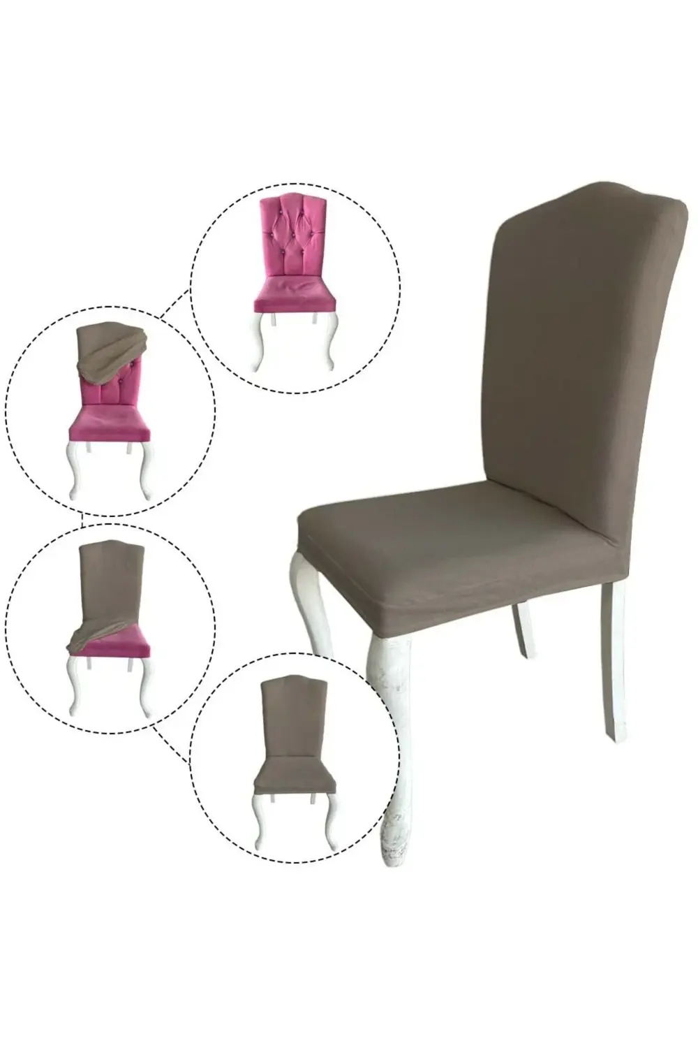 6 Adet %100 Pamuklu Fransız Kumaş Avangarde Model Sandalye Kılıfı