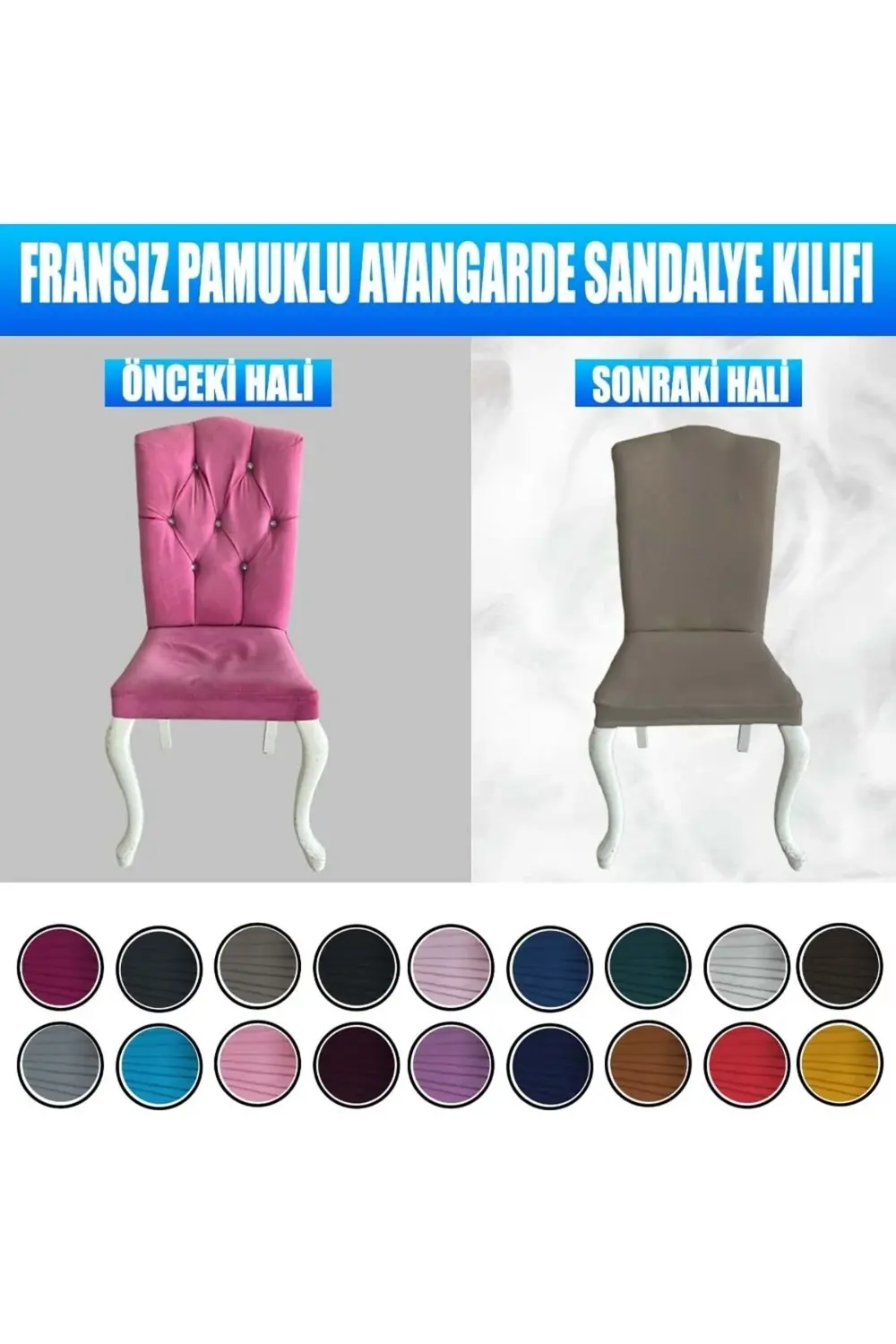 6 Adet %100 Pamuklu Fransız Kumaş Avangarde Model Sandalye Kılıfı