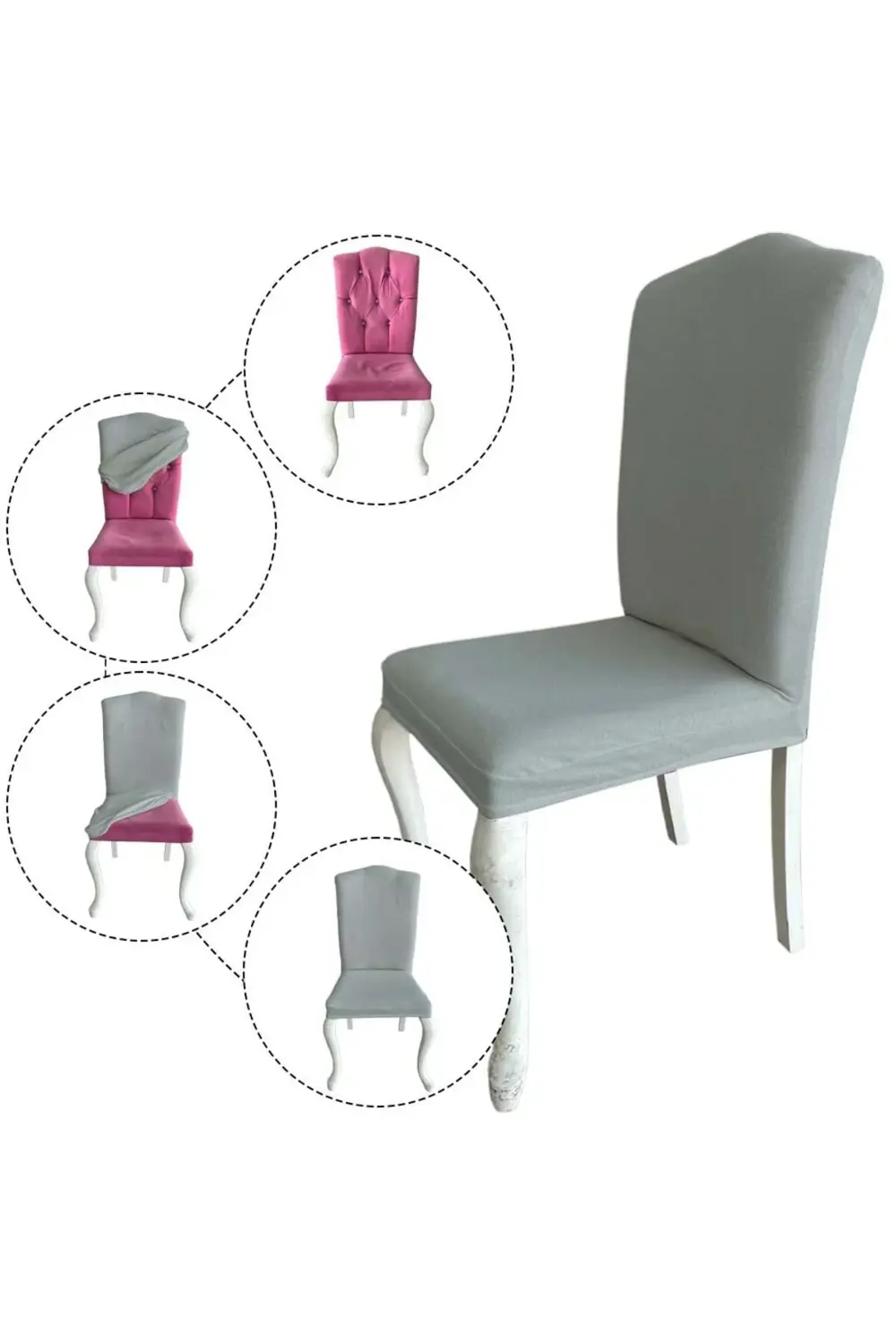 6 Adet %100 Pamuklu Fransız Kumaş Avangarde Model Sandalye Kılıfı