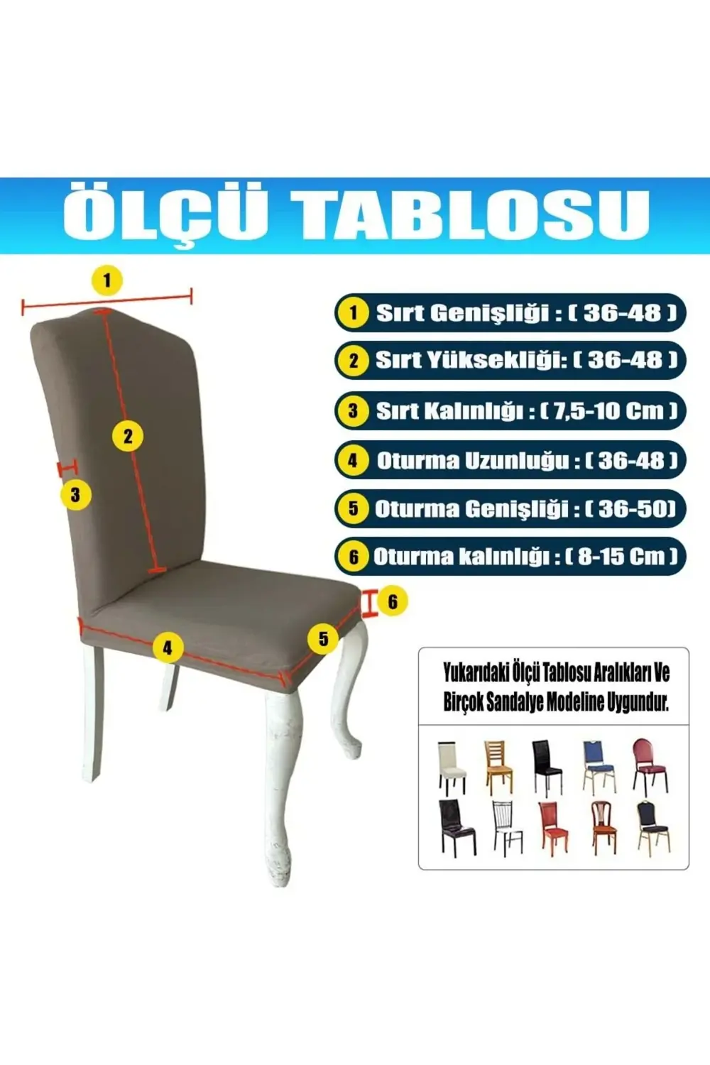 6 Adet %100 Pamuklu Fransız Kumaş Avangarde Model Sandalye Kılıfı