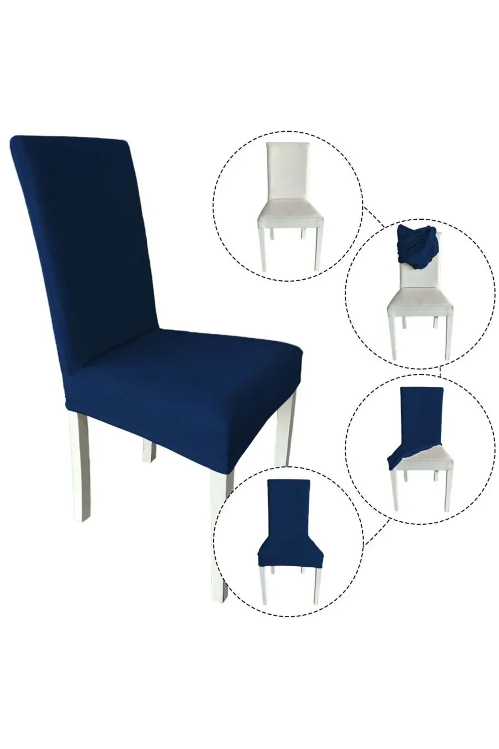 6 Adet %100 Pamuklu Fransız Kumaş Salon Tipi Sandalye Kılıfı & Sa