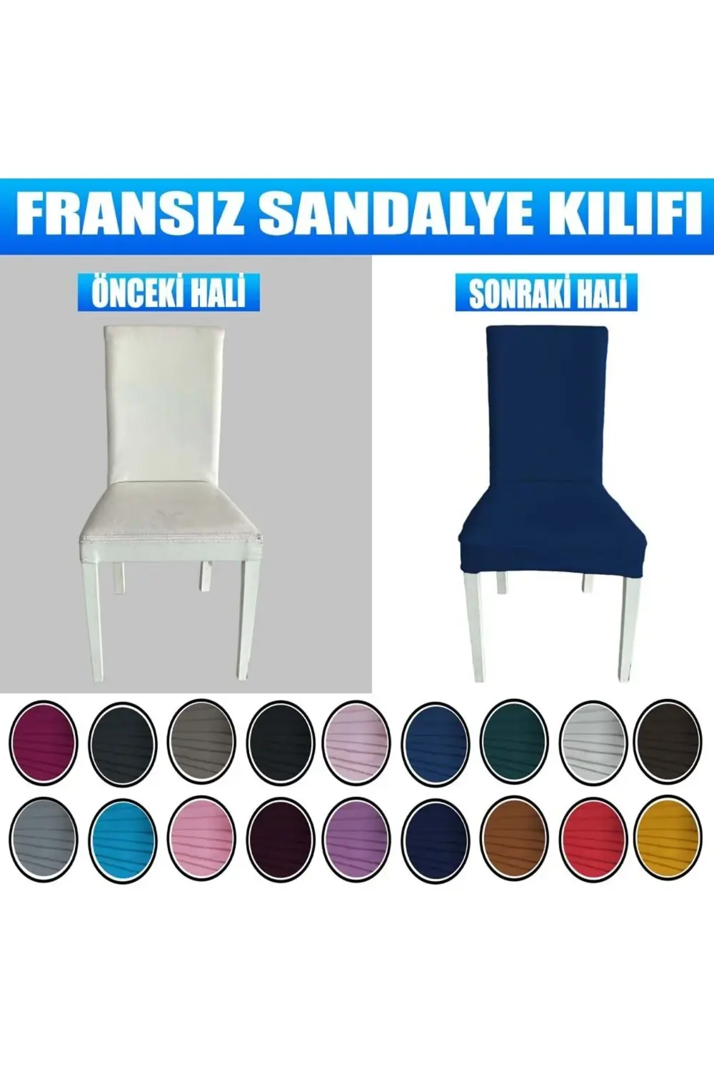 6 Adet %100 Pamuklu Fransız Kumaş Salon Tipi Sandalye Kılıfı & Sa