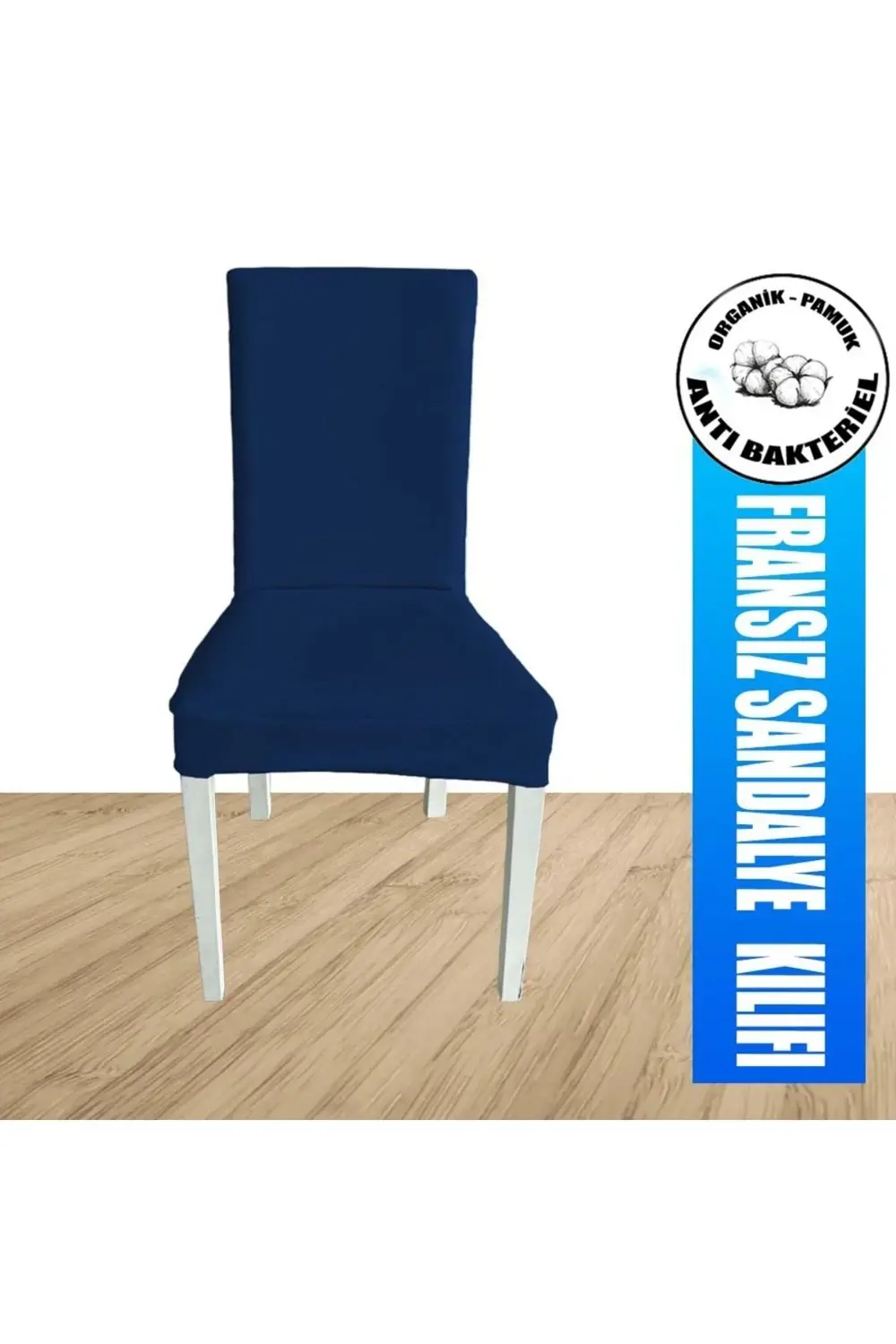 6 Adet %100 Pamuklu Fransız Kumaş Salon Tipi Sandalye Kılıfı & Sa